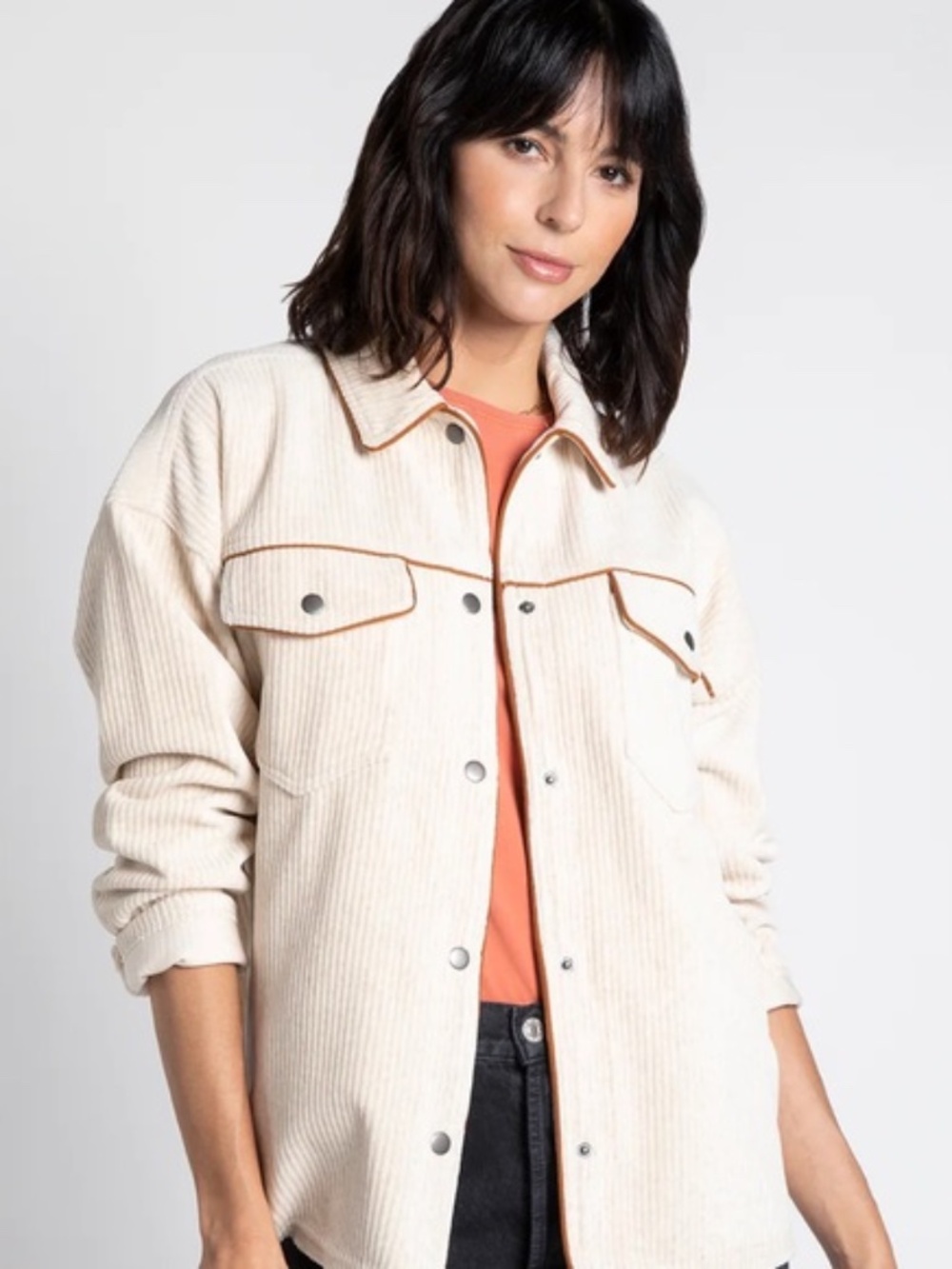 Thread & Supply Cream Corduroy Shacket
